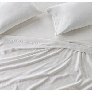 Queen 100% Linen Sheet Set Dark Gray Micro Stripe - Casaluna NEW